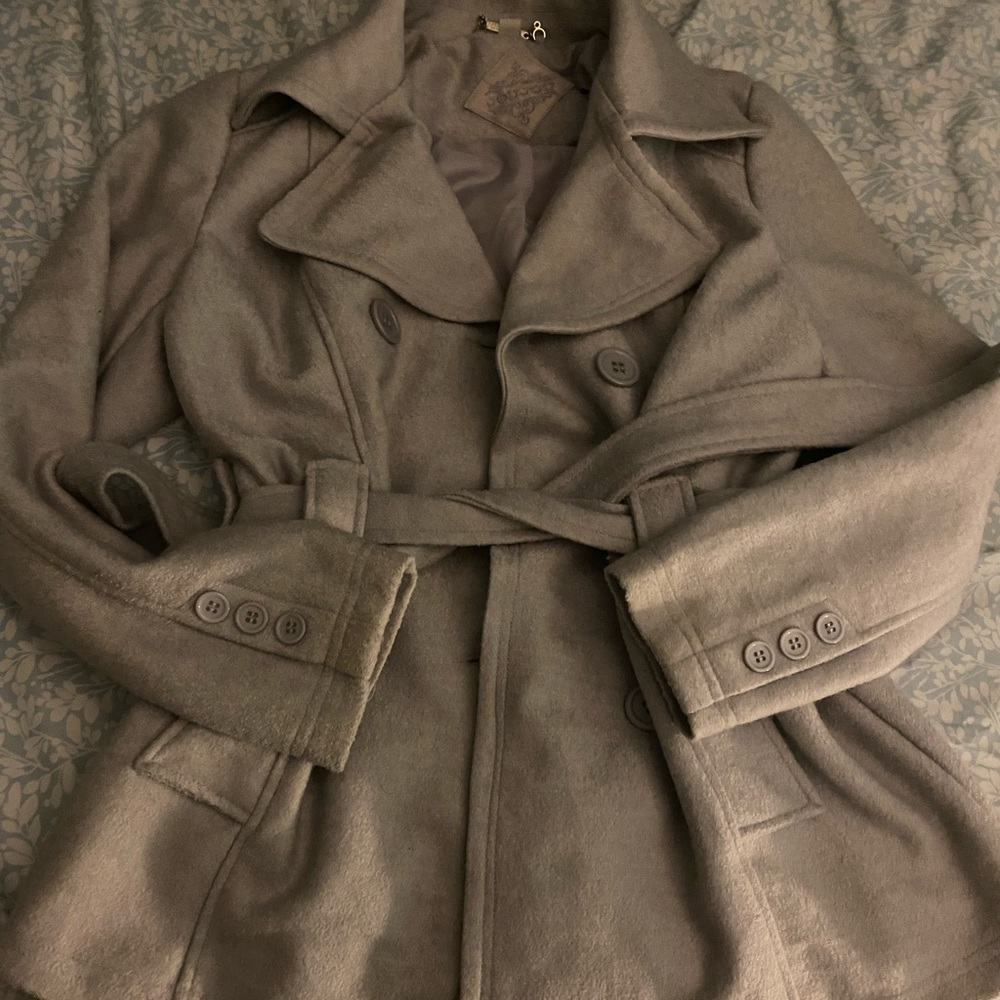 Lavender belted pea coat